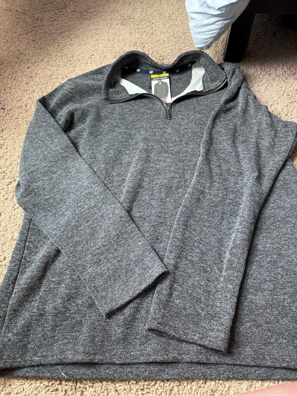 GAP Charcoal Heather Quarter-Zip Pullover